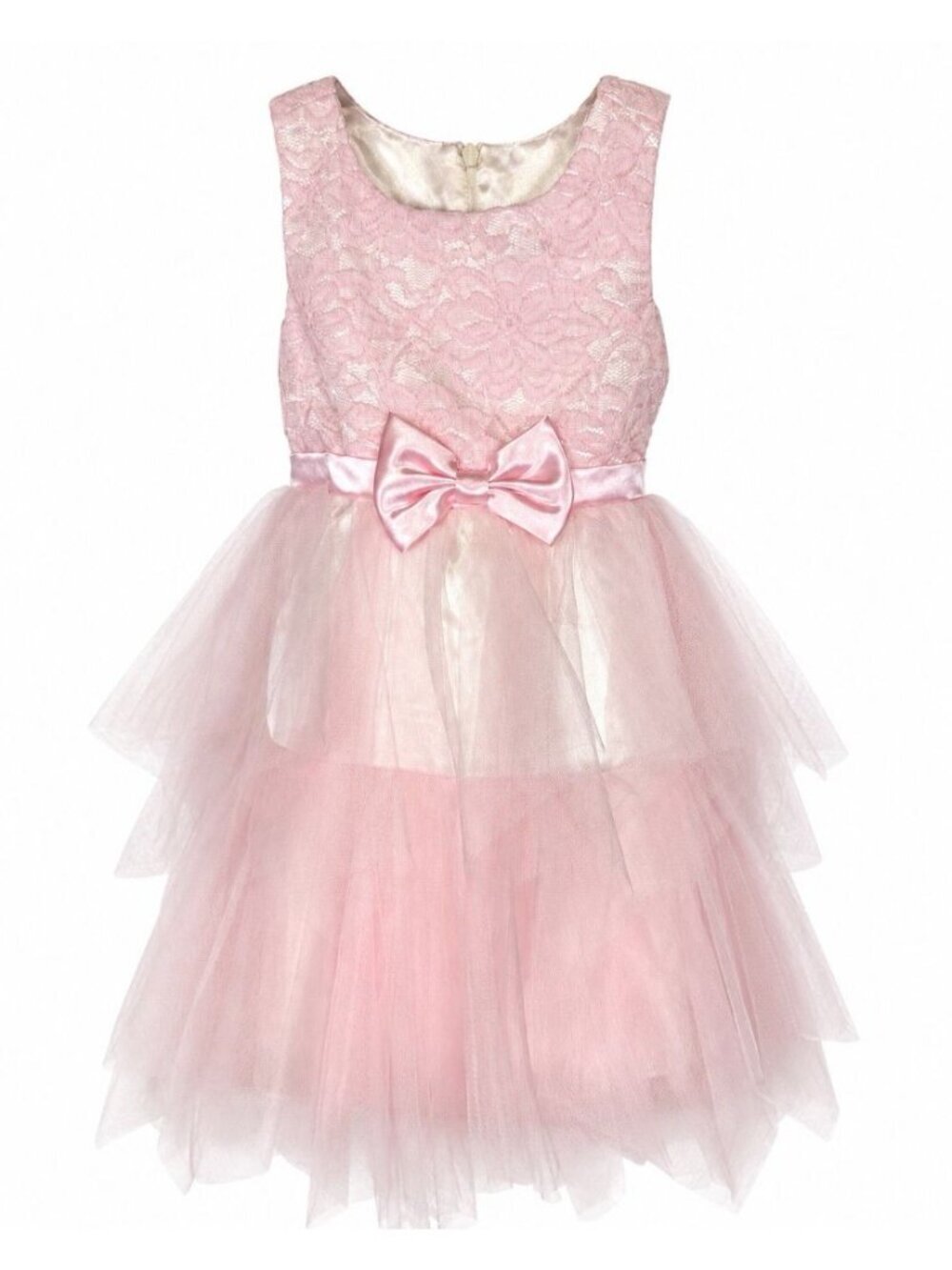 NWT American Princess Girls Pink Lace Tulle Party Dress Bow Size 2T Flower Girl